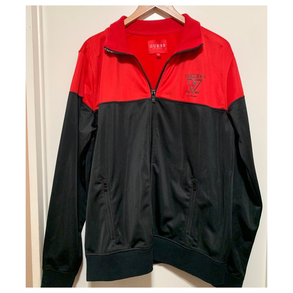 Guess Los Angeles Mens Red Black Track Jacket XL